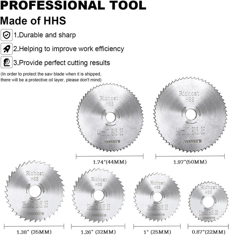 Richcat PVC Pipe Inside Cutter,1/4" Hex Shank,1/8" Round Shank,1/4" Round Shank,Plumbing Internal Plastic ABS Pipe Cutter Set,6*Blades,0.87"&1"&1.26''&1.38"&1.74''&1.97" Or Larger Diameter，High Speed Steel - Image 2